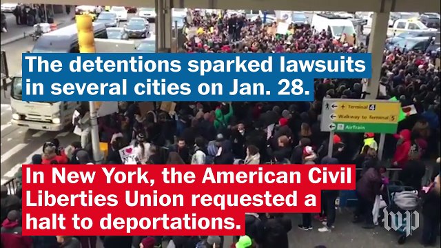 Trump's travel ban prompts angry protests, lawsuits