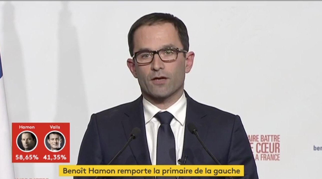 "Je veux commencer par rassembler les socialistes" : le discours de victoire de Benoît Hamon en intégralité