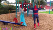 SPIDERMAN LOSES HIS HAND! w/ Frozen Elsa Pink Spidergirl Maleficent & Joker Hulk Candy Superhero Fun