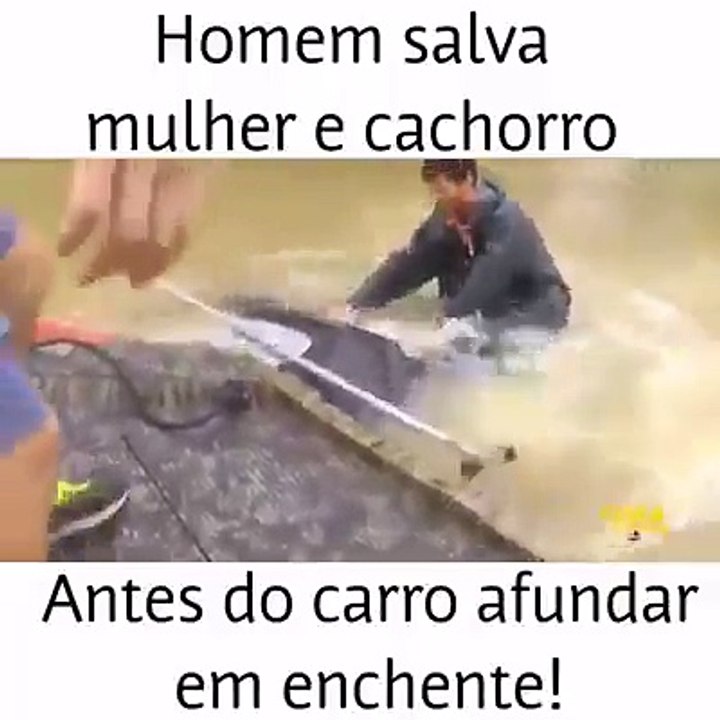 Homem salva mulher e cachorro