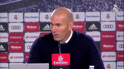 Zidane en rueda de prensa tras la victoria ante la Real Sociedad en el Bernabéu