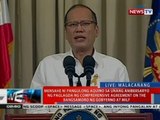 Mensahe ni PNoy sa unang anibersaryo ng paglagda ng CAB ng gobyerno at MILF