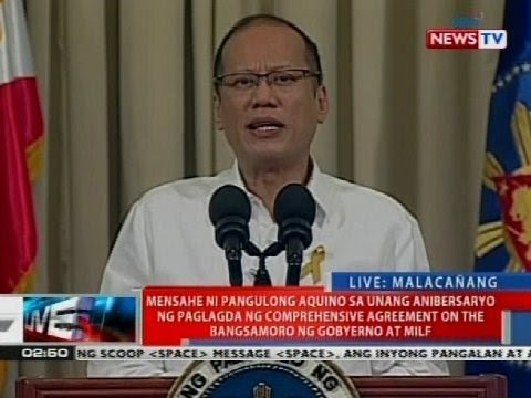 Mensahe ni PNoy sa unang anibersaryo ng paglagda ng CAB ng gobyerno at MILF