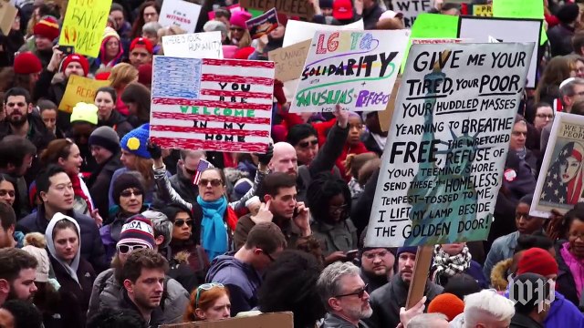 Protest erupts in Washington against refugee ban