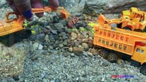 DISNEY CARS WITH MIGHTY MACHINES DUMP TRUCK EXCAVATOR CEMENT TRUCK FRONT LOADER RESCUES MATER