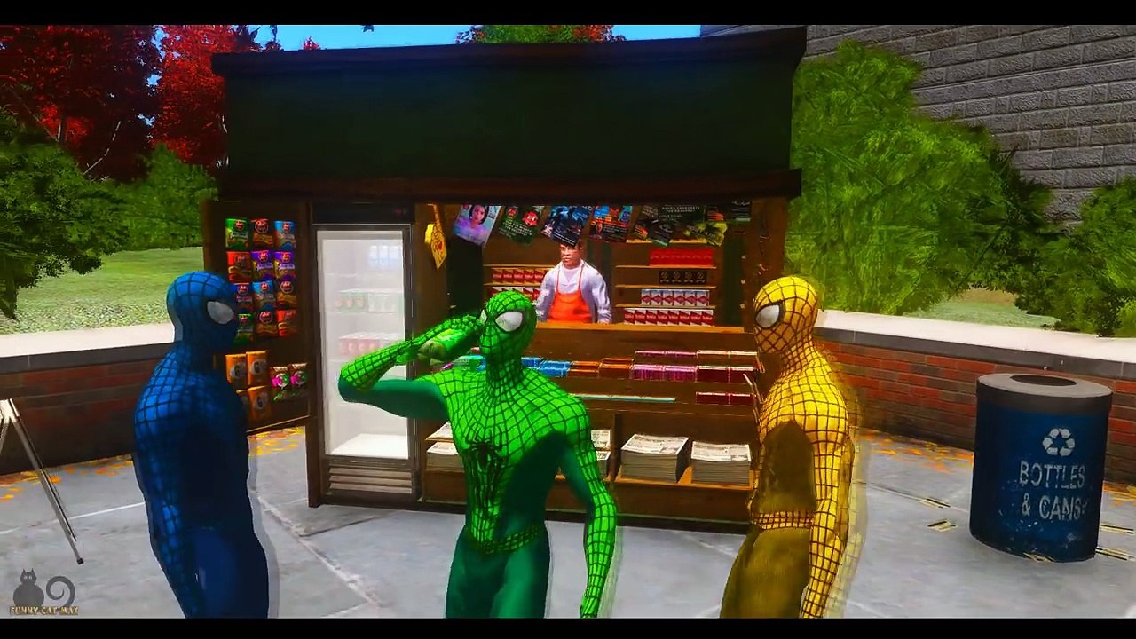 New Amazing Spiderman Colors & School Bus & Trucks Colors Fun Video For Kids with Childrens Songs