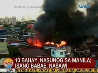 UB: 1 patay sa sunog sa 10 bahay sa Maynila