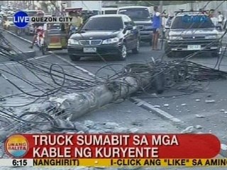 UB: Truck, sumabit sa mga kable ng kuryente sa IBP Road, QC