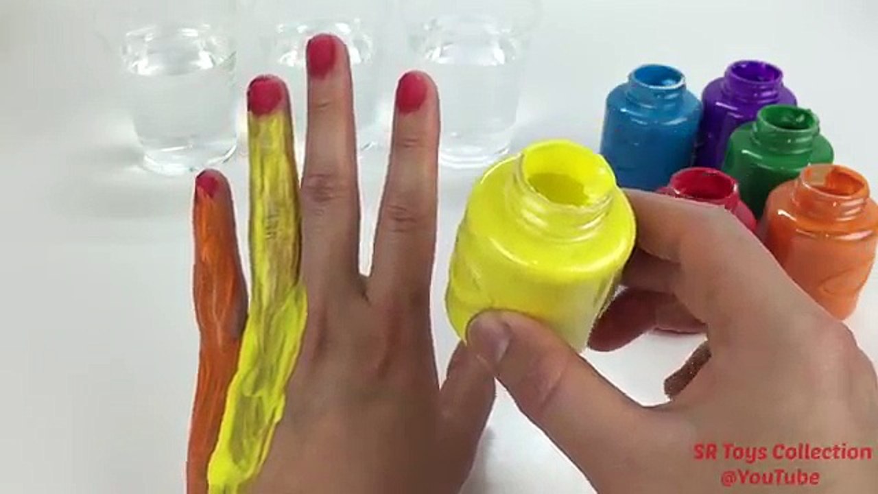 Hand Painting Learning Colours with Finger Family Nursery Rhymes Video for Kids
