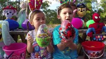 GIANT SURPRISE EASTER EGG HUNT FOR LARGE SURPRISE Opening Toys SpiderMan Frozen Elsa Kite Funny Kids