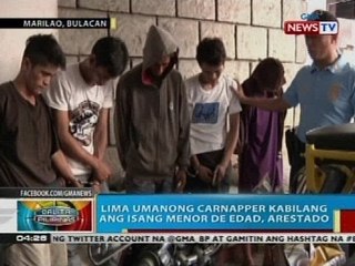 5 mga carnapper umano kabilang ang isang menor de edad, arestado sa Marilao, Bulacan
