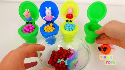 Learn Colors with Peppa Pig!! Toy Toilet Candy Surprise Toys for Kids