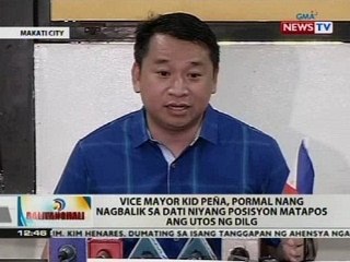 Vice Mayor Kid Peña, pormal nang nagbalik sa dati niyang posisyon matapos ang utos ng DILG