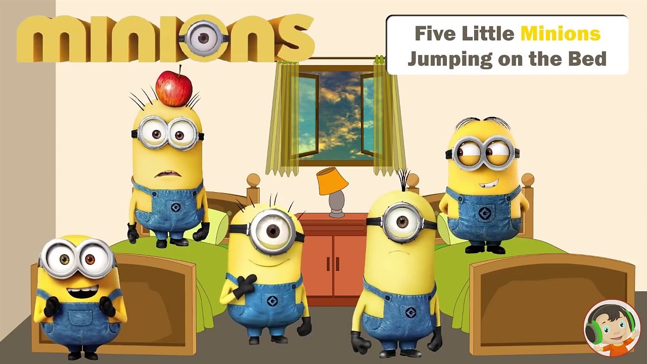 Five Little Minions Jumping on the Bed - Kids Song - Nursery Rhymes