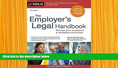 READ book Employer s Legal Handbook, The: Manage Your Employees   Workplace Effectively Fred S.