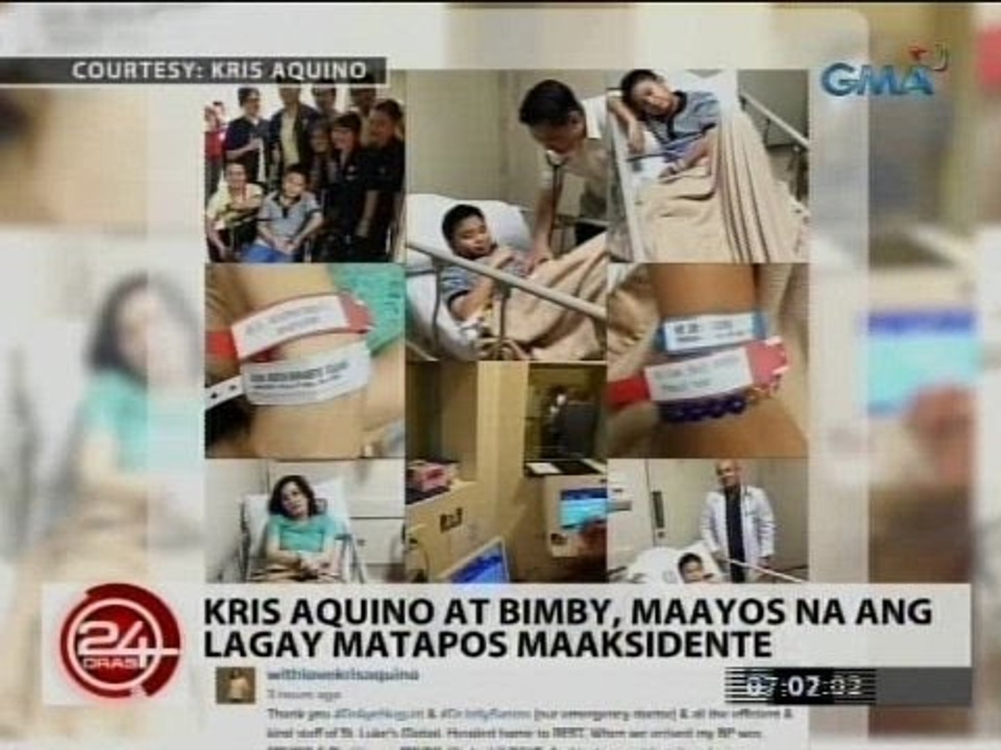 24 Oras: Kris Aquino at Bimby, maayos na ang lagay matapos maaksidente