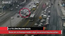 E’5’te makas atıp zincirleme kazaya neden oldu