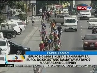 BT: Grupo ng mga silista, nakiramay sa burol ng siklistang namatay matapos maatrasan ng jeepney