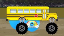 Monster Truck School Buses Teach Numbers 1 to 10 - Learn to Count for Kids - Animated Surprise Eggs