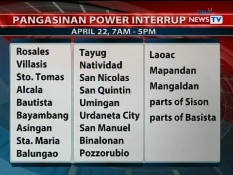 BP: Ilang lugar sa Pangasinan at Isabela, makararanas ng brownout