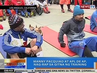 NTG: Manny Pacquiao at apl. de. ap, nag-rap sa gitna ng training