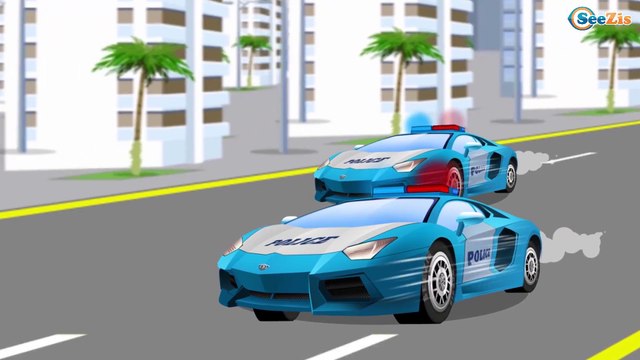 The Police Car & Racing Cars with Fire Trucks - Emergency Vehicles. Cars & Trucks Cartoons Part 2