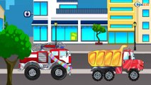 Camión de Bomberos, Camión, Carros de Carreras y Coche de Policía - Carros Para Niños Parte 2