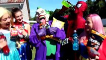 Spiderman & Frozen Elsa vs Joker & Blue Cat! w/ Spidergirl Maleficent Bad Baby Hulk! Super
