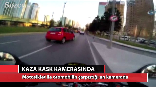 Motosiklet kazası kask kamerasında