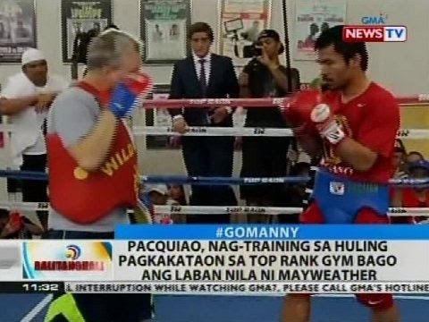 Pacquiao, nag-training sa huling pagkakataon sa Top Rank gym bago ang laban nila ni Mayweather