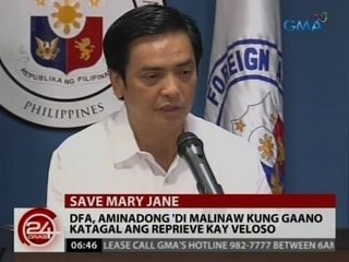 24 Oras: DFA, aminadong 'di malinaw kung gaano katagal ang reprieve kay Veloso