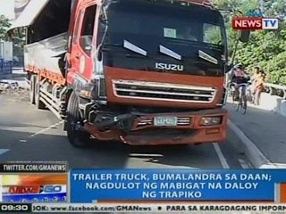 NTG: Trailer truck, bumalandra sa daan sa Katipunan Ave., QC