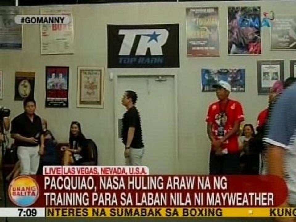 UB: Pacquiao, nasa huling araw na ng training para sa laban nila ni Mayweather