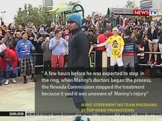 NTVL: Team Pacquiao, nanindigang ipinaalam ang shoulder injury sa Nevada State Athletic Commission