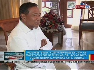 Vice Pres. Binay, kumita rin daw sa Univ. of Makati College of Nursing