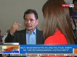 NTG: MILF, nagparehistro bilang political party na 'United Bangsamoro Justice Party'