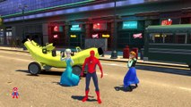 Banana Car & Spiderman Elsa Anna Epic Super Car Party Fun Superhero & Nursery Rhymes Songs SHS