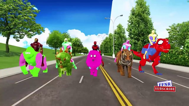 Colors dinosaurs Gorilla finger family Nursery rhymes - Superheroes Animals collection Finger family