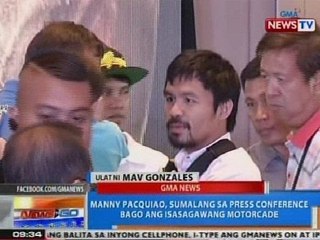 Descargar video: NTG: Pacquiao, sumalang sa presscon bago ang isasagawang motorcade