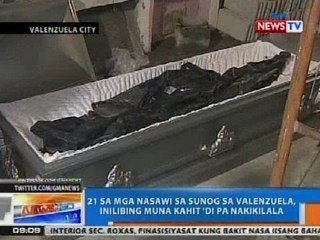NTG: 21 sa mga nasawi sa sunog sa Valenzuela, inilibing muna kahit 'di pa nakikilala