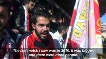 Fans cheer return of football to Syria's war-ravaged Aleppo