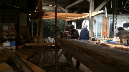 Premiers travaux sur la barge de l'Aulne