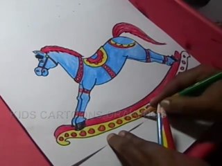 How to Draw Kids Toy Horse Color Drawing for kids