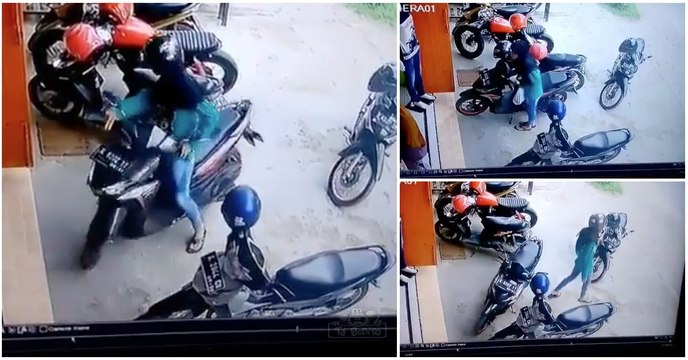 A difícil tarefa de uma mulher em retirar a sua mota do estacionamento... WTF!