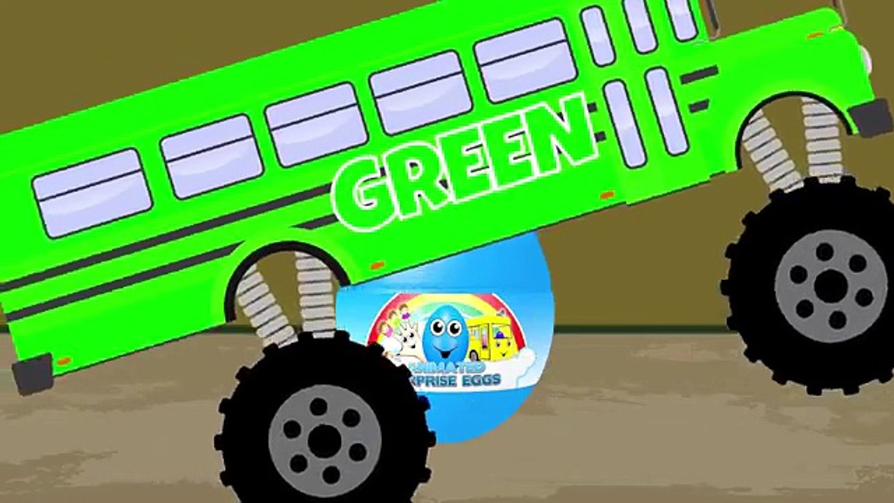 Monster Truck School Bus Vol. 1 | Surprise Eggs Learn Colors | Monster Trucks Colour Video for Kids