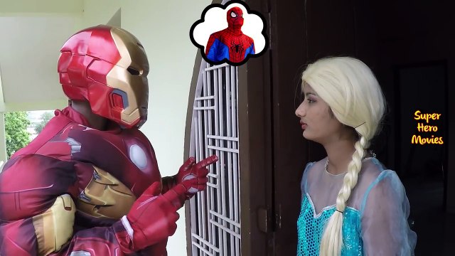 Frozen Elsa Playing With Little Toy | Joker Batman Hulk Ironman | Funny Spiderman Long Nose Prank