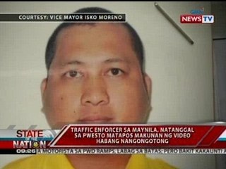 Traffic enforcer sa Maynila, natanggal sa pwesto matapos makunan ng video habang nangongotong