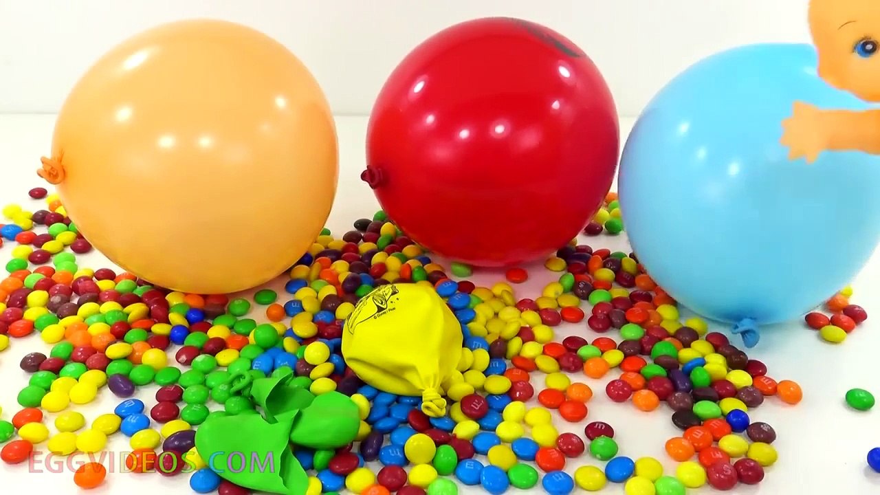 5 M&Ms Balloons Finger Family Nursery Rhymes Compilation Learn Colours Wet Balloon Water Show Candy
