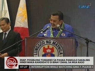 24 Oras: Erap, posibleng tumakbo sa pagka-Pangulo sakaling hindi maka-kandidato si Binay