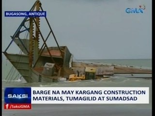 Saksi: Barge na may kargang construction materials, tumagilid at sumadsad